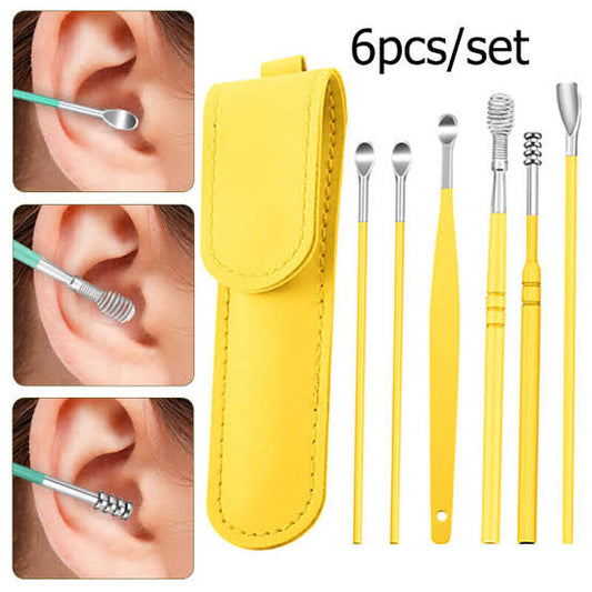 6-Piece Ear Wax Cleaning Kit – Premium Ear Pick Tools Set with Leather Pouch